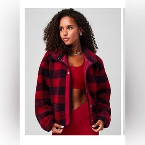 Fabletics Red and Black Teddy Jacket